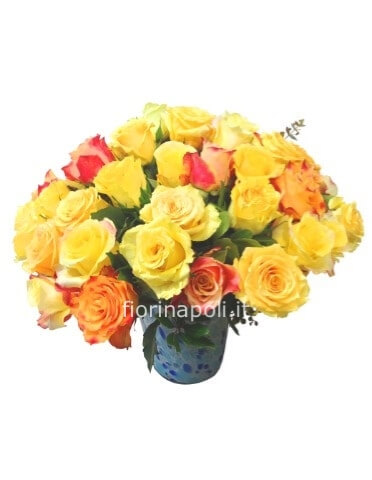 Bouquet di rose giallo e arancio
