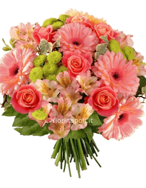 Bouquet di gerbere , rose e fiori di stagione